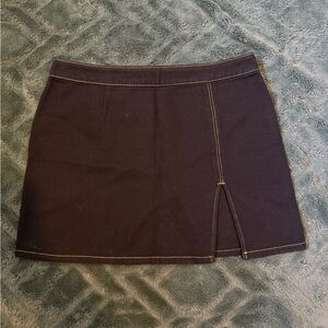 Lioness black denim mini skirt with slit